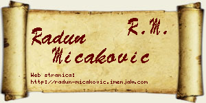 Radun Micaković vizit kartica